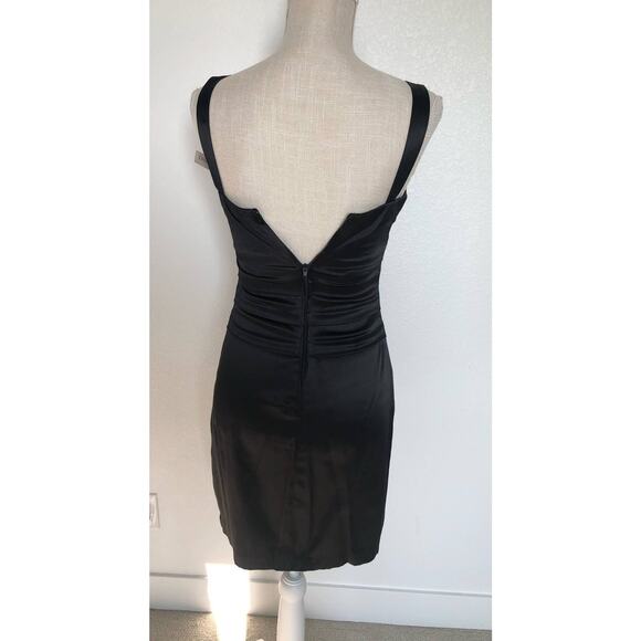 B Darlin Ruched Bodycon Black Mini Dress - Sz 1/2 - Picture 4 of 6